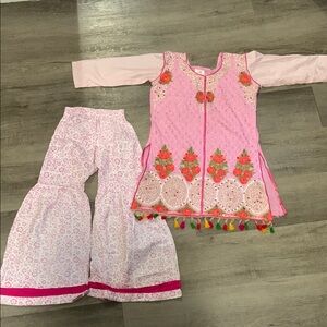 Pink Embroidered Ethnic Set